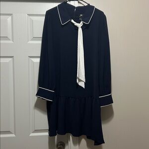 DKNY Navy Blue Dress with White Accents